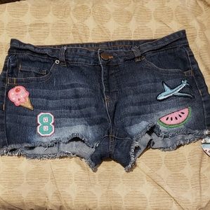 2 pair Jean shorts dark sz 11, light sz 12